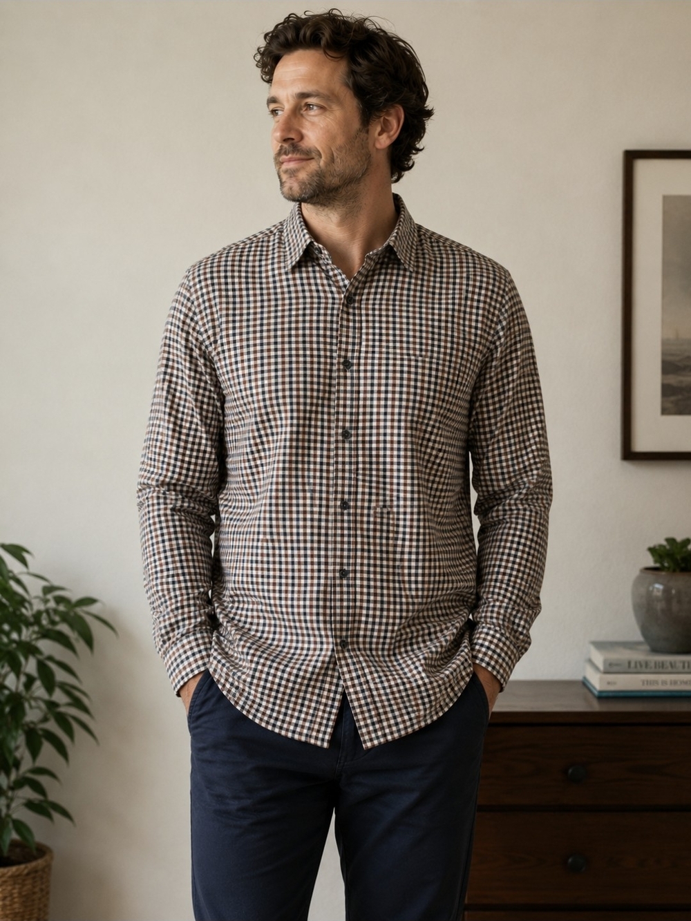Faherty Men's XL Plaid Button Up Shirt Long Sleeve Cotton